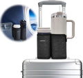 2 in 1 Luggage Cup Holder for Suitcase Airplane Drink Carrier Travel Black | Airplane cup holder|for stanley cup|Hands Free|Coffee Beverage Organizer Gifts for Travelers by LebenHaus