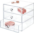 iDesign Stackable 3-Drawer Makeup Organizer, Clear | Bathroom Storage, Vanity Storage by iDesign
