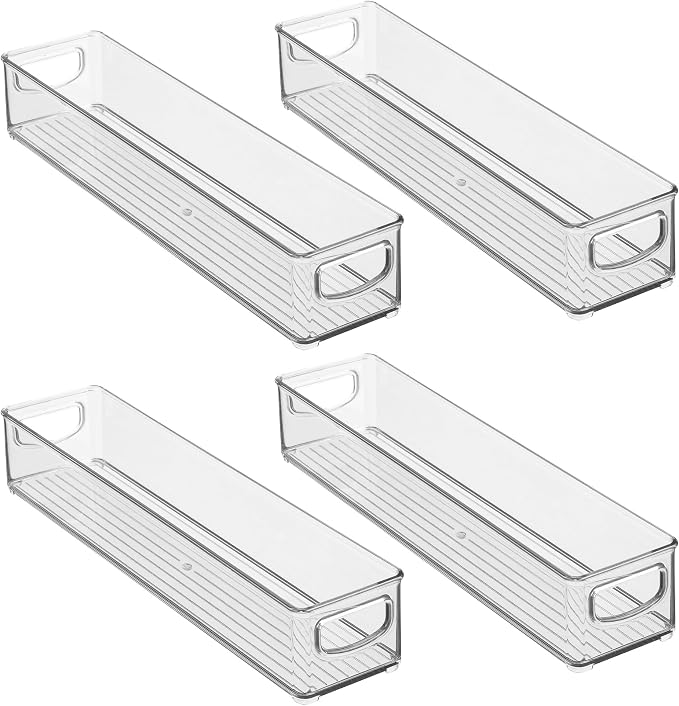 iDesign Slim Clear Plastic Storage Bin, Extra Long Narrow, 4-Pack | Stackable, For Kitchen and Pantry - Image 9