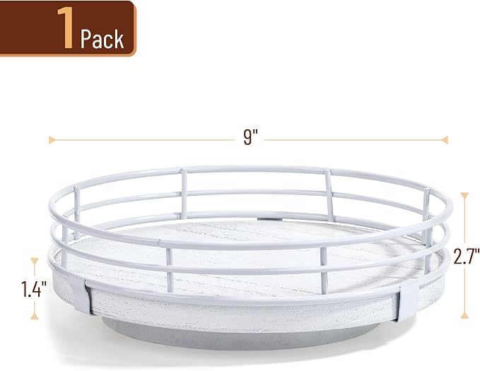 BAMBOO LAND- Lazy Susan Turntable Organizer, 9", White Lazy Susan for Table Top, Wooden Lazy Susan, Wood Lazy Susan, Lazy Susan for Dining Table, Table Lazy Susan Wood, Table Lazy Susan Turntable - Image 2