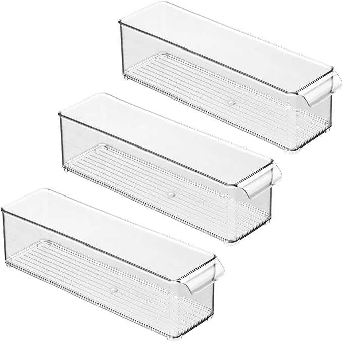 iDesign Stackable Fridge Storage Bin with Handle, Set of 3, Clear | Ideal for Fridge and Freezer, Made in USA - Image 9