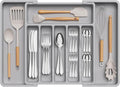 Lifewit Extra Large Silverware Drawer Organizer, Expandable Utensil Tray | BPA Free Flatware Cutlery Holder for Kitchen, Adjustable Plastic Storage for Spoons Forks Knives, 13-22 x15, Gray by Lifewit