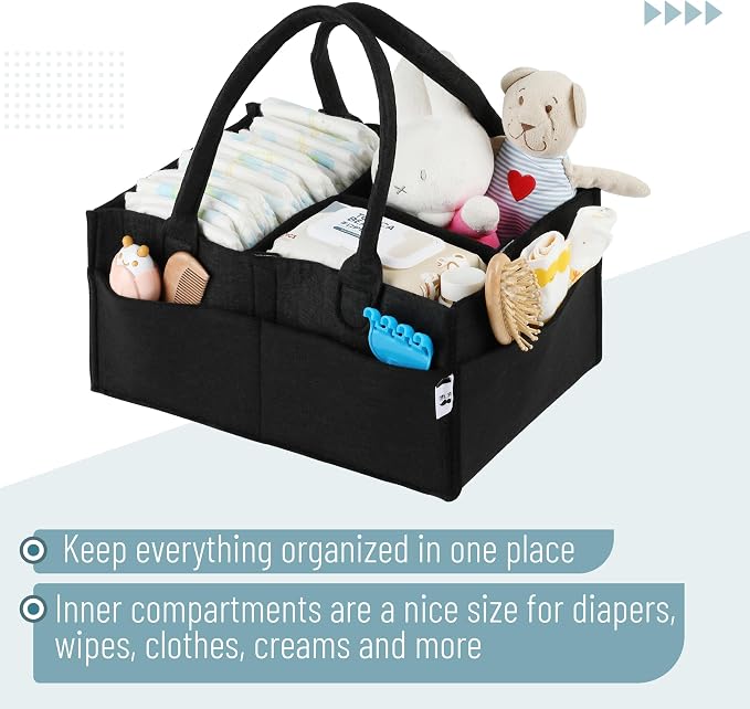 Mr. Pen- Baby Diaper Caddy Organizer, Black, Medium | Nursery Storage Bin and Car Organizer for Diapers and Baby Wipes - Image 4