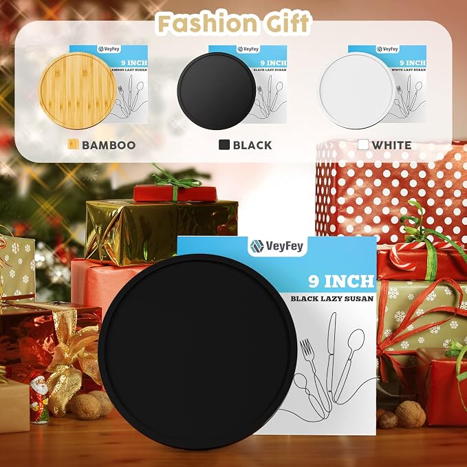 Turntable Vanity Tray, 9 Inch Bamboo Kitchen Sink Countertop Organizer | Perfume Candle Tray, Keep Glass Sponge and Soap, Bathroom Countertop Organizer, Black - Image 5