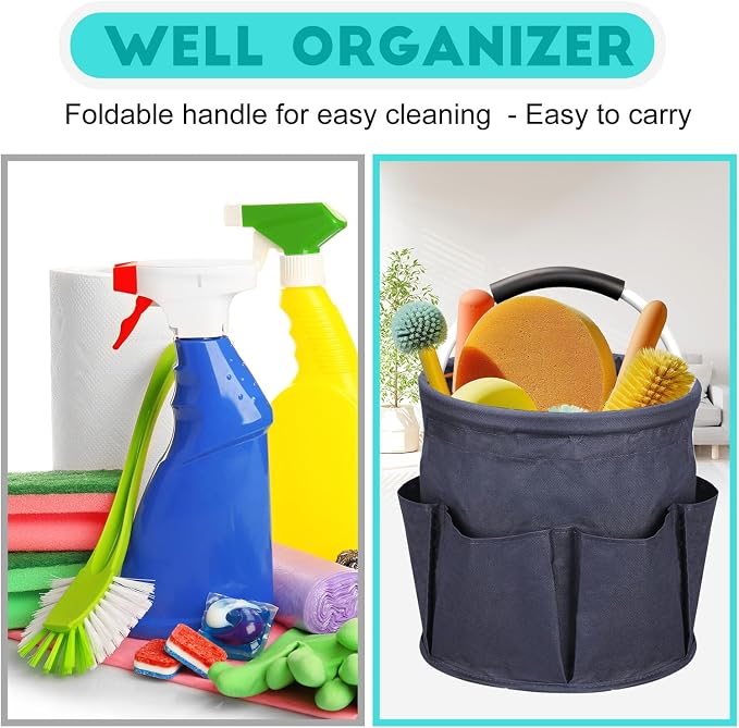17L Cleaning Caddy for Cleaning Supplies with Handle,Cleaning Supplies Organizer Bucket for Home Garden - Image 5