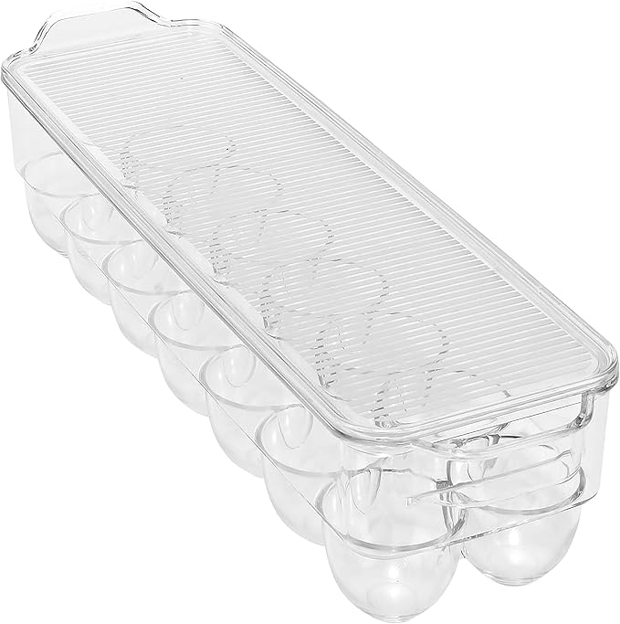 Kitchen Details 2 Pack Egg Crate | Dimensions: 14.5"x4.5"x2.9" | Fits 14 Eggs per Crate | Stackable | BPA Free | Easy Pull Handles | Kitchen Organization | Clear - Image 3