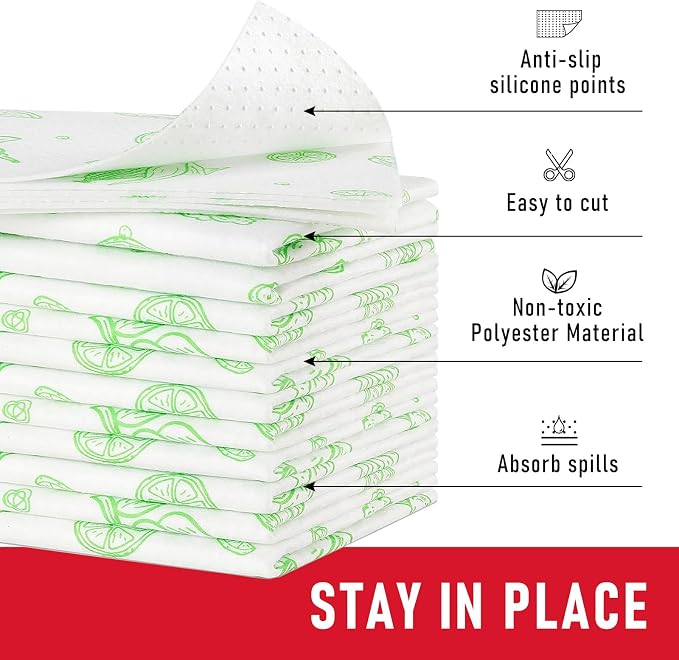 Cooyes Refrigerator Liners, Premium Absorbent Fridge Mats Non-Slip Washable, 12" x 24" Refrigerator Shelf Liners and Mats for Glass Shelves & Kitchen Cabinets, Non-Adhesive(6 PCS Green Veggie) - Image 7