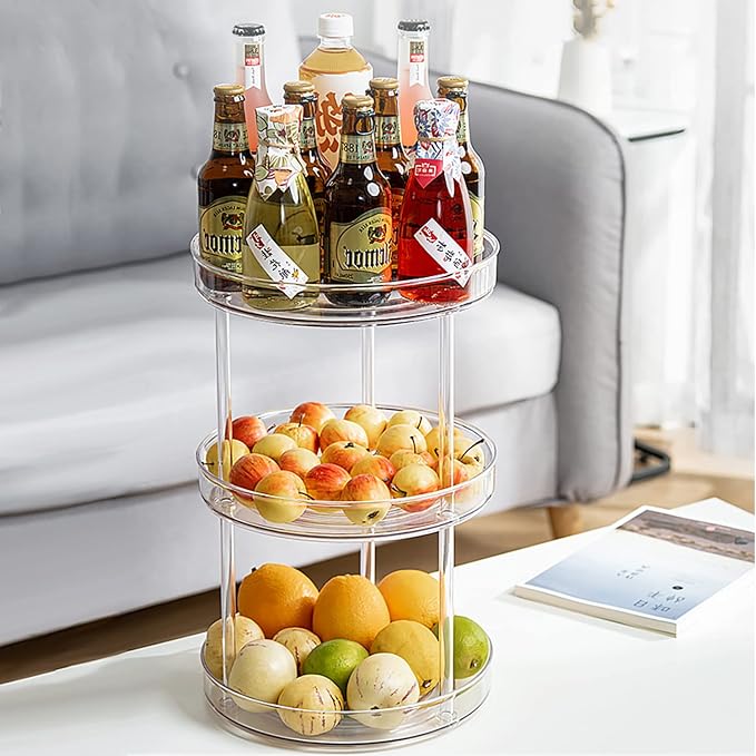 URALFA 3 Tier Lazy Susan Organizer, 9 Inch Clear Rotating Makeup Organizer | Acrylic 360 Rotating Tray, Plastic Spinning Organizer, Multi-layer Shelf for Bathroom, Pantry, Countertop, Kitchen, Cupboard - Image 5