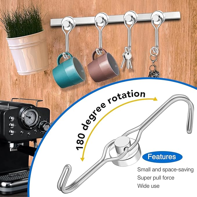 LOVIMAG Swivel Magnetic Hooks, 30LBS, Pack of 12 | Cruise Cabin Ship Essentials 2026, Heavy Duty Magnets for Refrigerator, Classroom, Kitchen, Hanging Mug - Image 6