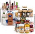 Oizeir Clear Two Tier Lazy Susan Organizer 2-Pack | Rotating Spice Rack Turntable, For Kitchen Cabinet, Countertop, Bathroom, Dining Table, Spinning Carousel Racks by Oizeir