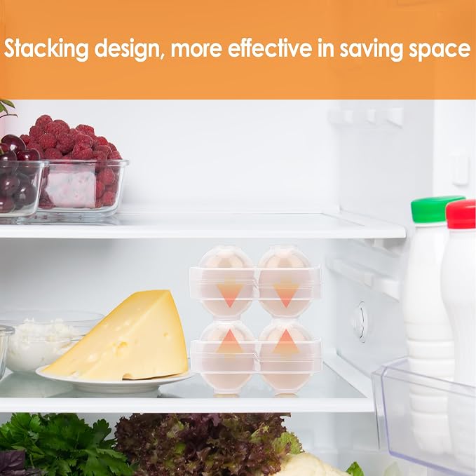 4 Girds E Holder Conggtainer, Plastic Egg Storage Box Shockproof Protection, Portable Egg Tray Carriage Dispenser for Refrigerator Camping Picnic Travel Kitchen Outdoor (Transparent 2 Pcs) - Image 4