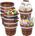 Wooden Baskets 7" x 6", 10 Pack Brown Apple Harvest Baskets | Round Handled Baskets Hold Produce, Flowers, Easter Eggs Or Favors for Farms, Markets, Weddings, Parties and Decor by YPshuye