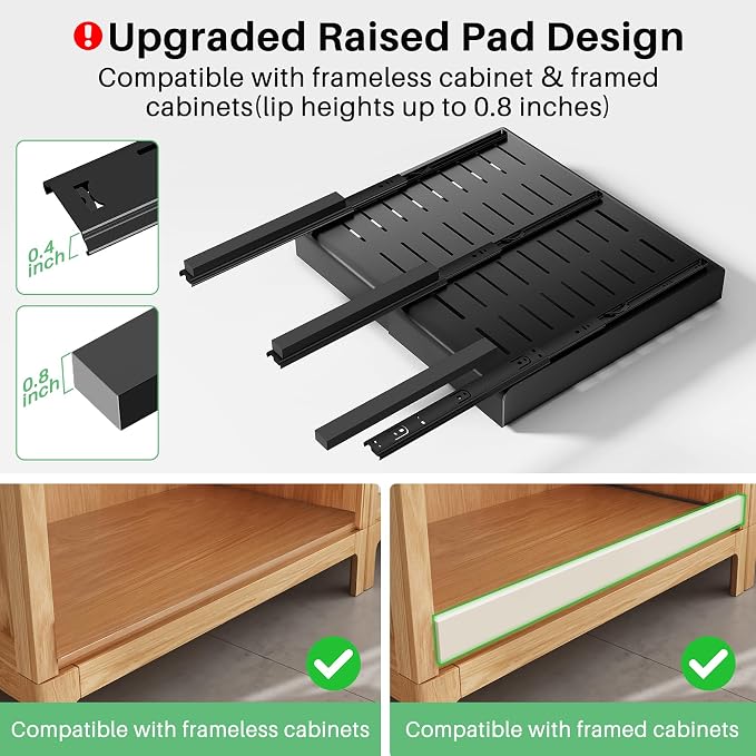 Pull out Cabinet Organizer, Expandable(12"-20") Heavy Duty Slide out Drawer Fixed with Adhesive Nano Film for Pots, Roll out Shelf Storage for Kitchen Base Cabinet Organization, Pantry, Bathroom - Image 2