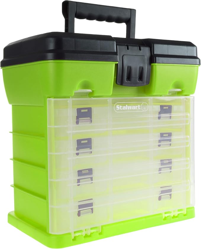 Portable Tool Box - Small Parts Organizer with Drawers and Customizable Compartments for Hardware, Fishing Tackle, Beads or Crafts by Stalwart (Green) - Image 6