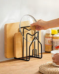 LINFIDITE Cutting Board Holder Chopping Boards Organizer Holder Kitchen Countertop Pot Pan Lids Rack Kitchenware Organizer Flat Steel 4.92 x 5.7 x 8.47 in. Black by LINFIDITE