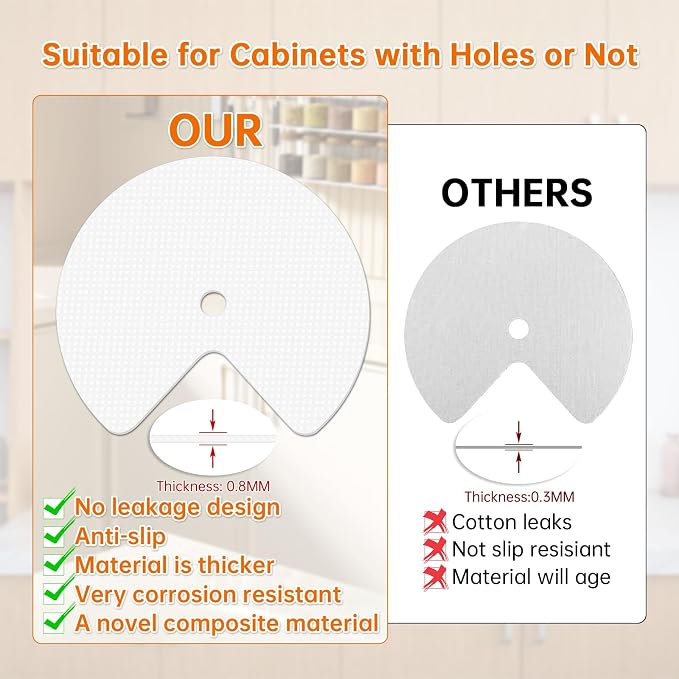 4 Pack 26In Lazy Susan Shelf Liner, Upgraded Composite Materials Circle Lazy Susan Liner for Kitchen Cabinets, Non Adhesive Liners Mats for Shelf Drawer Refrigerator Cupboard (4 Pack-White) - Image 5
