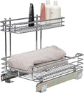Household Essentials Glidez 2‑Tier Multipurpose Chrome‑Plated Steel Pull‑Out/Slide‑Out Under Sink Organizer, Chrome Finish by HouseholdEssentials