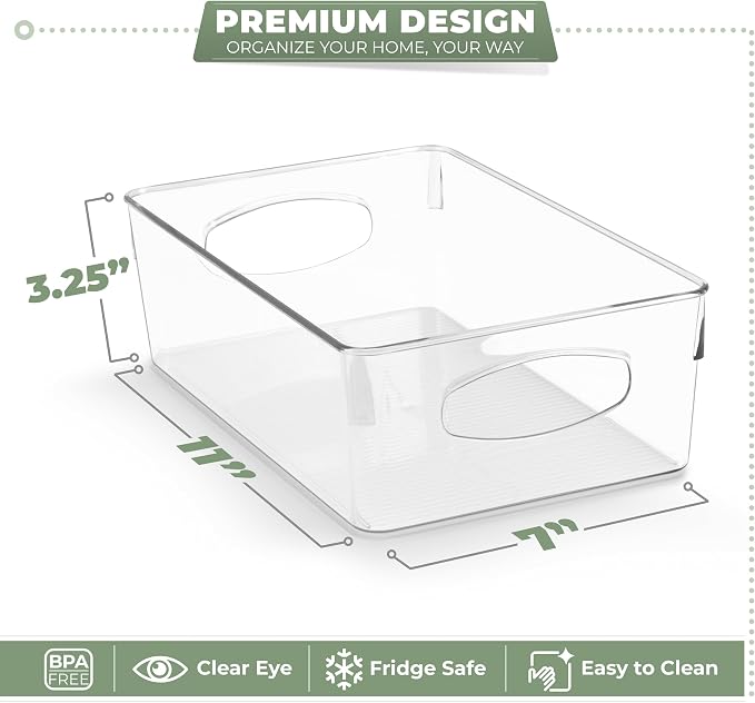 Sorbus 10-Pack Large Clear Plastic Organizing Bins – Clear Bins for Organizing, Refrigerator Organizers, Fridge Organizer, Pantry Storage, Kitchen Organizer, and Pantry Organizers and Storage Bins - Image 3
