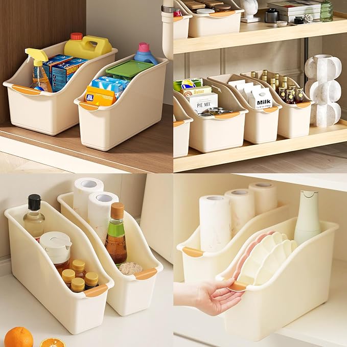 2 Pack Roll Out Plastic Organizer Bins, Tall Under Sink Organizer with Handle for Kitchen, Bathroom and Pantry, Multi-purpose Slim Storage Bin On Wheels, Laundry Room Organizers and Storage - Image 5
