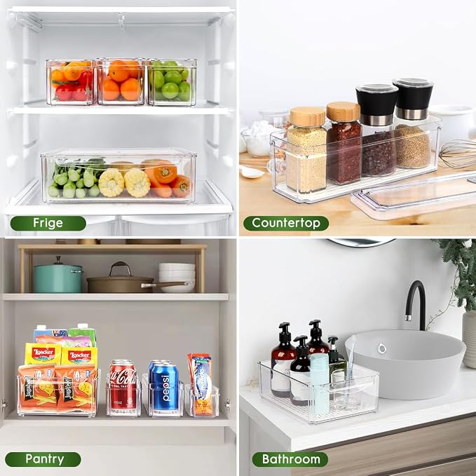 ZIJUND 4 Packs Fridge Organizers and Storage, Refrigerator Organizer Bins | Stackable BPA-Free Refrigerator Organizers and Storage Containers for Fruit, Vegetable, Food, Drinks, Cereals, Clear - Image 7
