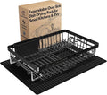 Dish Drying Rack Over The Sink with Utensil Holder, Mat | Expandable Stainless Steel Dish Drainer for Small Kitchen, Apartment, RV, Counter Space Saving, Perfect Fit, Rustproof by MAJALiS