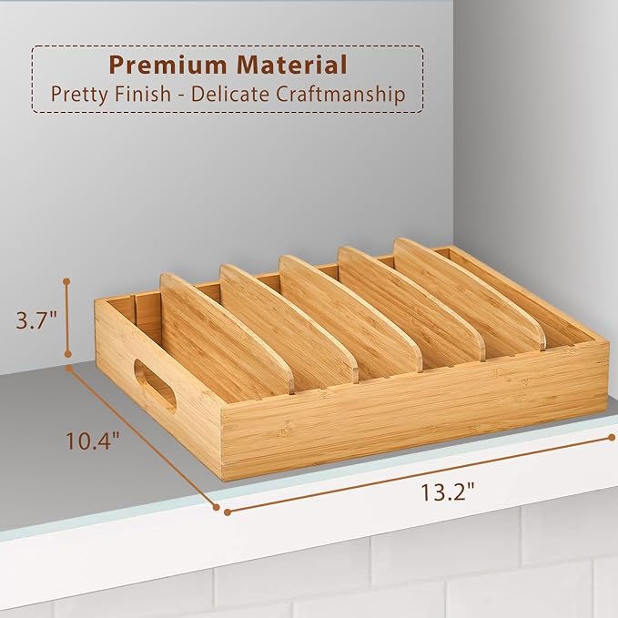 Large Bamboo Food Container Lid Organizer for Kitchen Cabinet (Pack of 3) - Image 2