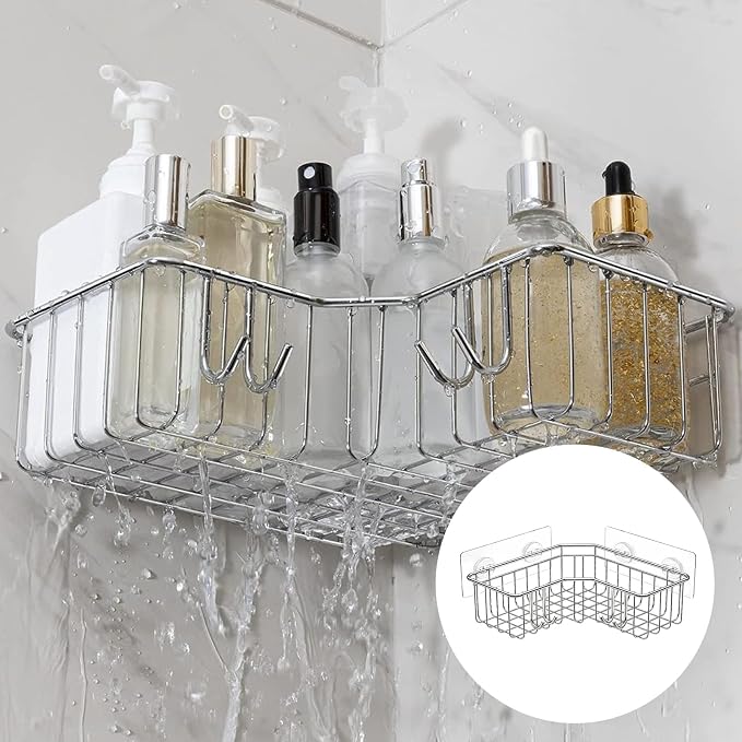 Shower Caddy Adhesive Hooks Replacement for Bathroom, No Drilling | 15 Pack, 3 Sizes, Strong Adhesive Hooks, for Bathroom Storage Shelves & Kitchen Racks Rack, Waterproof - Image 6