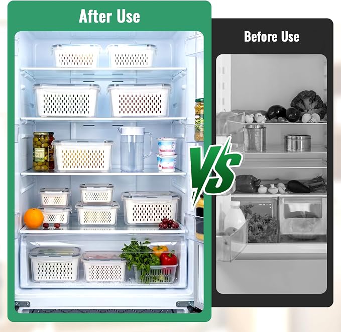 5 Pack Fruit Storage Containers for Fridge Berry Containers for Fridge | Produce Containers with Removable Colander Berry Storage Containers Veggie BPA-Free Plastic Crisper for Long-Term Freshness - Image 8