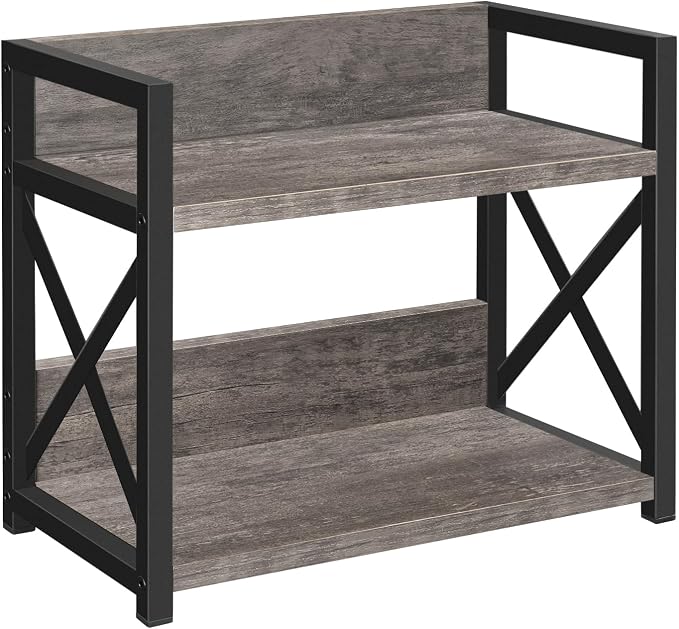 YINMIT Kitchen Countertop Organizer,Spice Rack,Coffee Bar Shelf Organizer | 2-Tier Coffee Station,Seasoning Storage,Syrup,Mug Cup,Bottle Holder,Bathroom Vanity,Pantry,Bedroom and Office,Grey,Small by YINMIT