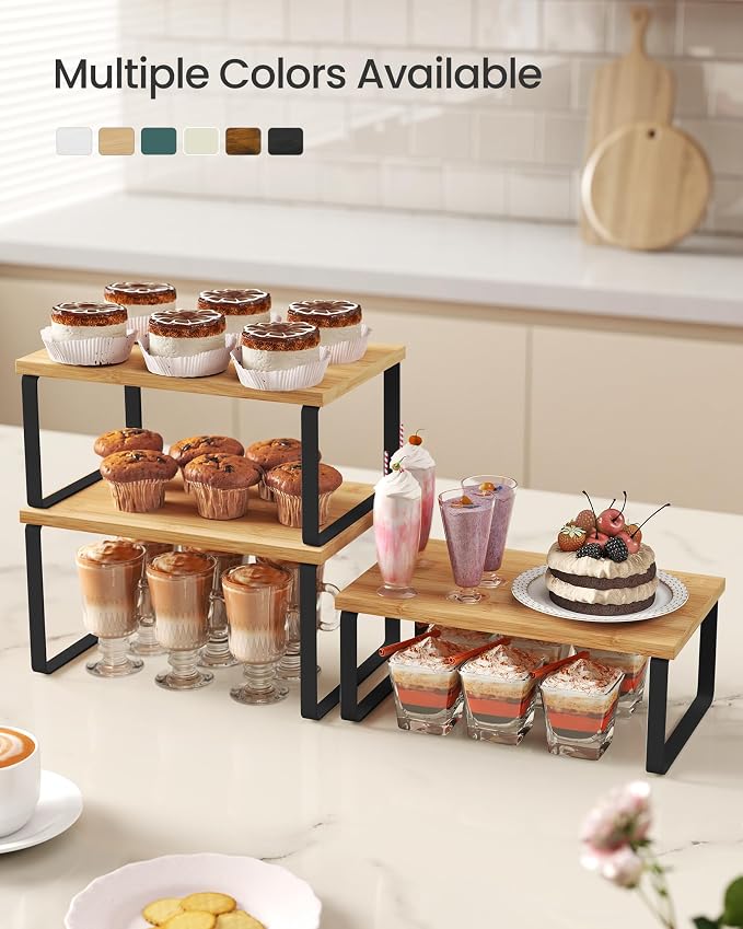 SONGMICS Cabinet Organizer Shelf, Set of 3 Spice Rack, Kitchen Storage | Hidden Litter Furniture, Discreet Cat House, Particleboard, MDF, 31.5x19.5x19.5 in, White, KADIN Collection UPCL013W01 - Image 3