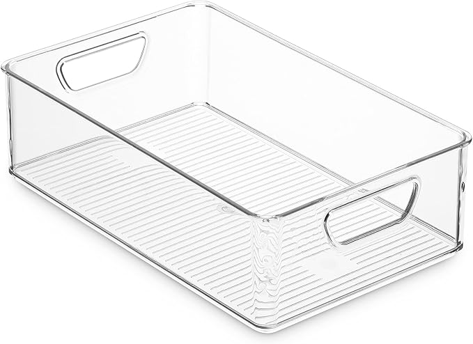 Set Of 16 Refrigerator Organizer Bins - Plastic Pantry Organization and Storage Baskets - Stackable Food Fridge Organizers with Cutout Handles for Freezer, Kitchen, Countertops, Cabinets - Image 6