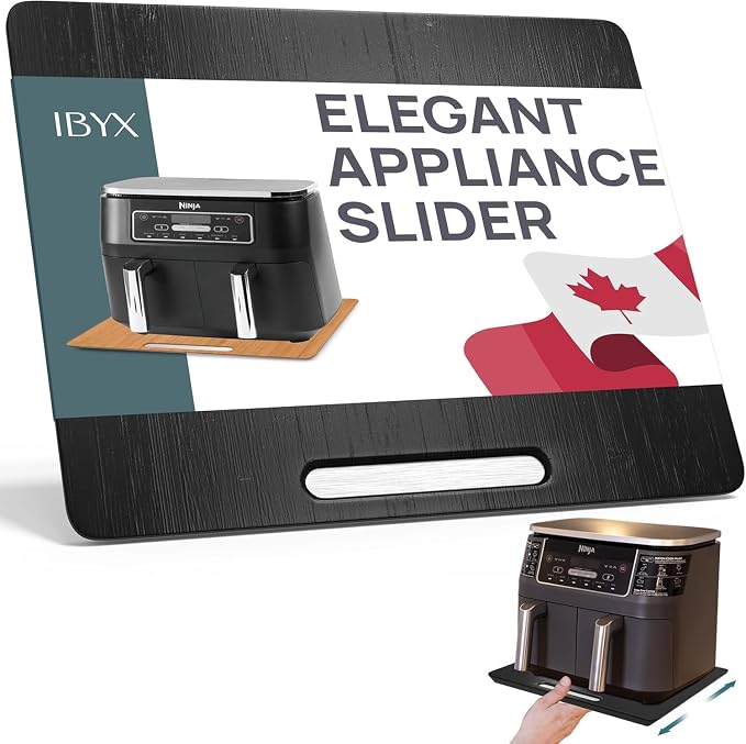 Ibyx Appliance Slider, Sliding Tray for Coffee Maker, 16x13 in, Black | for Coffee Maker & Heavy Kitchen Appliances, Easy Slide, Made of Premium Bamboo, Space-Saving Kitchen Organizer 40lb Capacity by Ibyx