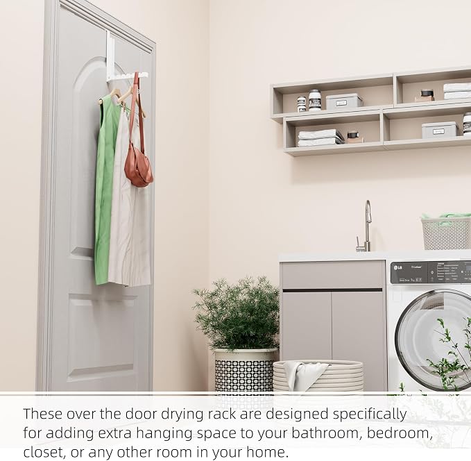 Over the Door Hook, Door Hooks for Hanging Towels, Bags,Coats,Umbrellas, Mirrors, Over Door Dual-Hook, Suitable for Bathrooms, Bedrooms, Laundry Rooms, Kitchens, Storage Rooms (White-4-BK) - Image 8