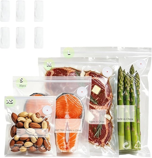 10.2 * 11 Inches Reusable Vacuum Sealer Bags for Food – 30 Packs | Leak-Proof & BPA-Free, Includes 3 Free Bag Clips, Ideal for Food Storage, Freezer & Handheld Vacuum Sealer Compatible by AllLifeAllHOPE