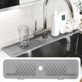 24 Inch Silicone Faucet Mat for Kitchen Sink, 7° Slope Fast Self-Draining Sink Splash Guard, Kitchen Sink Water Catcher Organizer, Kitchen Sink Accessories (Gray, 24''x5.6'') by EBIGIC