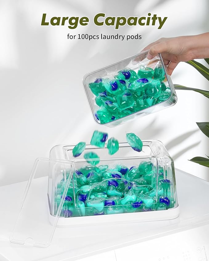 iCASA Trash Bag Dispenser Dishwasher Pods Container Under Sink Organizer | 3 in 1 Stackable Trash Bag Holder Garbage Bag Dispenser for 13/30/33 Gallon Bags, Clear Storage Bins Laundry Pods Container - Image 5