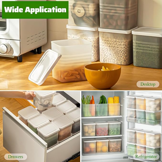 6 Pack Refrigerator Organizer Box with Lid, Plastic Refrigerator Side Door Storage Containers, Space-Saving Organizer Bins for Refrige, Refrige Drawers for Fruit and Vegetable (Clear, S-6) - Image 7