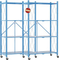 DEANIC 4 Tier Foldable Storage Shelves with Wheels, Large Capacity Shelving Unit, Freestanding Metal Wire Shelf Rack, No Assembly Organizer Rack for Garage Kitchen, Basement, Pantry(Blue Pack of 2) by ShowNow