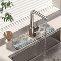 Kitchen Sink Splash Guard Faucet Mat 15" X 5.5" Wooden Floral Absorbent Fast Drying Mat Faucet Draining Mat Sink Splash Guard Behind Faucet Drip Catcher for Kitchen Bathroom by Unknown