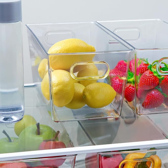 Set of 6 Clear Plastic Storage Bins With Handles, Containers To Organize Pantry, Fridge, Cabinet, Kitchen, Countertop, Closet, Cupboard, Home Organization and Storage - Image 8