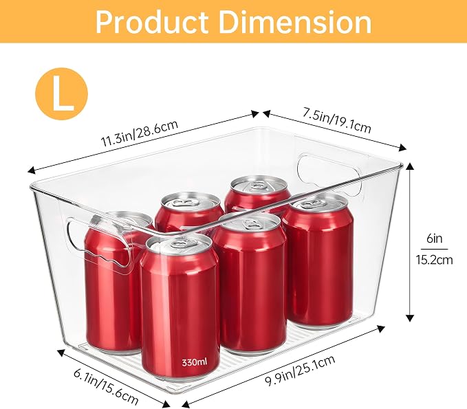 YIHONG 12 Pack Clear Storage Bins, Pantry Organizer Bins with Handle, Large | Plastic Bins, Pantry Storage Containers for Kitchen, Freezer, Cabinet, Closet, Bathroom, Under Sink Organizers and Storage - Image 2