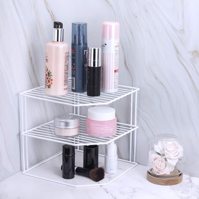 ROFAY Kitchen Cupboard Organiser, 3 Tier White Corner Plate Rack for Kitchen Cupboard Storage - Cupboard Shelf Insert Organiser (Pack of 2) - Image 6