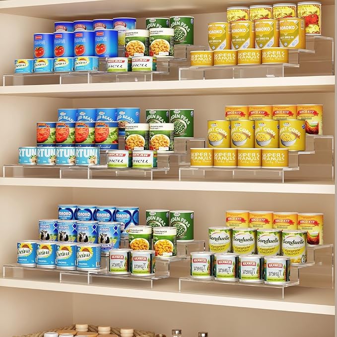 Expandable Clear Acrylic Can Organizer for Pantry, 3-Tier, Holds 24 Cans | Adjustable Can Storage Holder, Soda Can Dispenser Shelf, Canned Goods Display for Cabinets & Countertops (Patent Pending) by NuoyuanShen