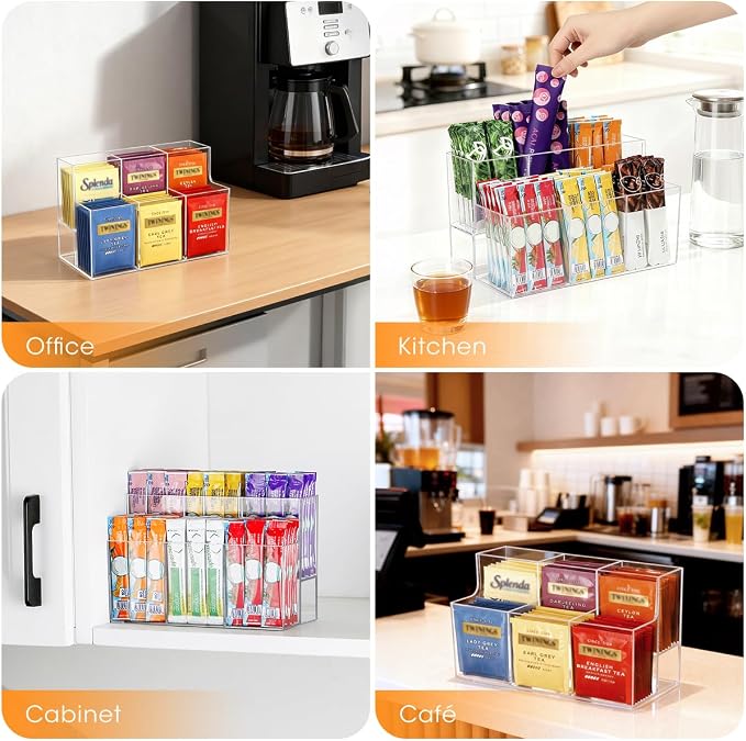 AIEVE Drink Packet Organizer, 2-Tier Water Flavor Packet Holder for Pantry Storage, Acrylic Drink Mix Organizer Hydration Powdered Mixes Holder Container for Cabinet Kitchen Storage - Image 9