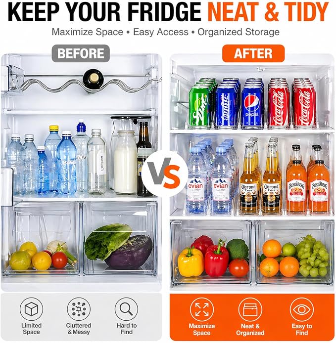 Stackable Soda Can Organizer for Refrigerator, Automatic Drink Dispenser with Pusher, Holds 25–30 Cans, 5 Row Fridge Organizer, Adjustable Beverage Rack, Easy Access Storage - Image 5