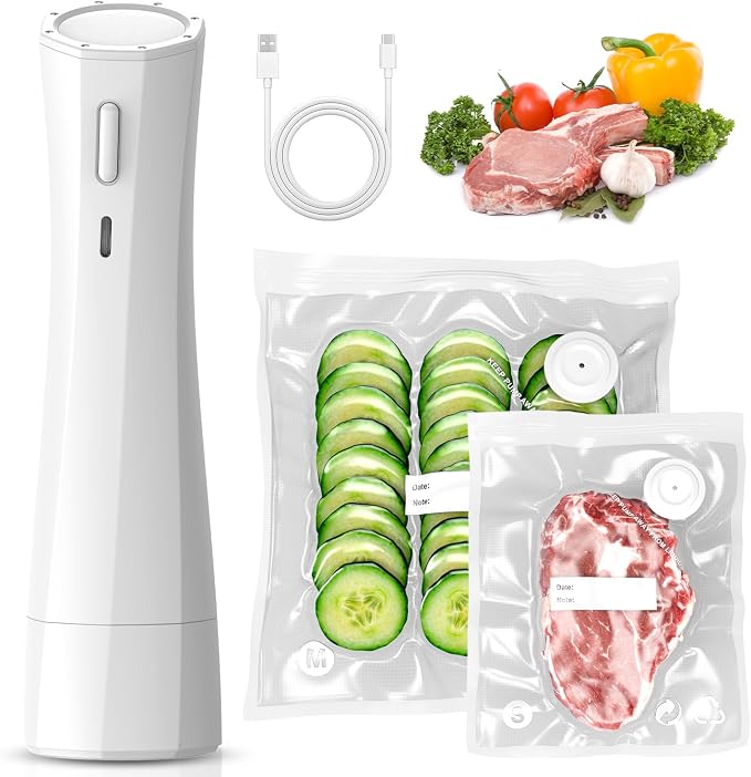 Handheld Vacuum Sealer for Food Storage: Portable Vacuum Sealing Machine with 30 Vacuum Bags - USB Rechargeable Cordless Food Sealer Saver for 5X Preservation by Unknown