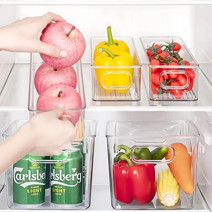 Set of 8 pantry organizers and storage, Clear Plastic Storage Bins for Kitchen Organization, Freezer Storage, Home Edit Containers - Image 5