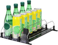 Automatic beverage rack for refrigerator – push-button beverage dispenser – suitable for 12oz/16oz canned beverages, 3 rows, holds up to 15 cans of soft drinks, by Unknown