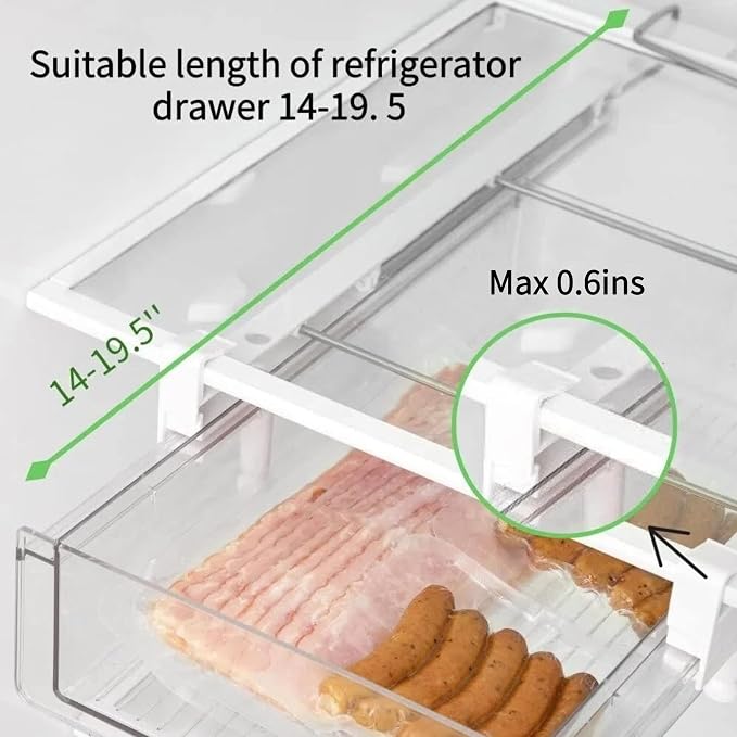 Fridge 28 Egg Drawer Pull Out,Clear Egg Holder Tray for Refrigerator With Handle, Refrigerator Organizer Bins Heavy Duty-L With Egg Tray - Image 5