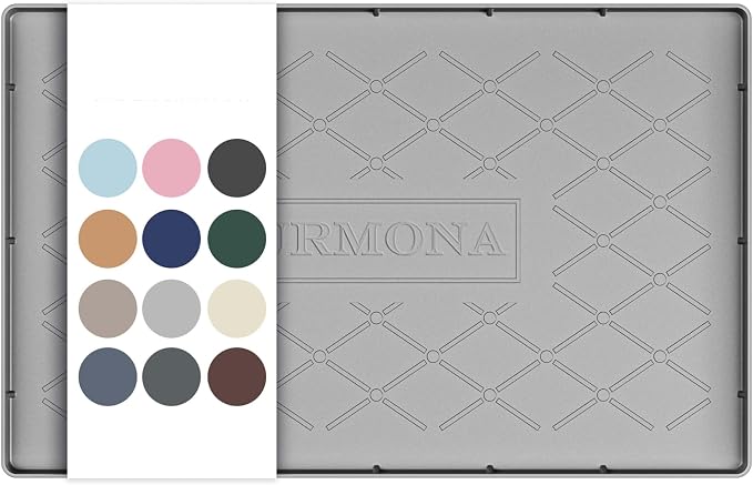 URMONA 19" x 12" Waterproof Silicone Mat in Multiple Sizes & Colors, Under Sink Mat for Kitchen & Bathroom, Pet Food Pad for Dogs & Cats, Kitchen Cabinet Liner, Multi-Purpose for Storage(Light Grey) by URMONA